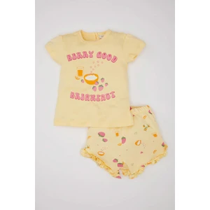Kız Bebek Baskılı Kısa Kollu Şortlu Pijama Takımı C3484A524HS
