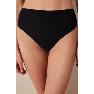 Mary Yüksek Bel Dokulu Siyah Bikini Altı