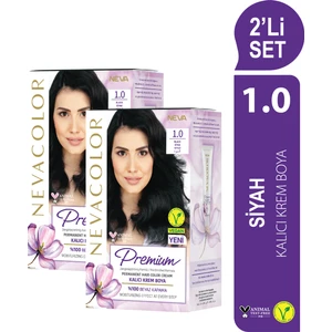 Nc Premium 2'li Set  1.0 Siyah Kalıcı Krem Saç Boyası Seti