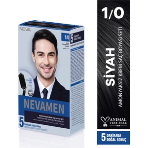 Nevamen 1/0 Natural Black - Siyah Amonyaksız Krem Saç Boyası Seti