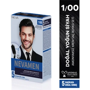 Nevamen 1/00 Natural Intense Black - Doğal Yoğun Siyah Amonyaksız Krem Saç Boyası Seti