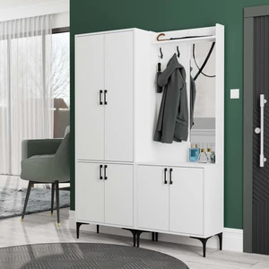 Set 5030-5010 Royal Sağ Aynalı 6 Kapaklı 7 Askılı Portmanto Beyaz