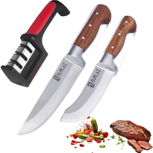 Mutfak Bıçak Seti 3 Parça Et Bıçağı Sebze Bıçağı Kasap Bıçakları Bıçak Bileyici