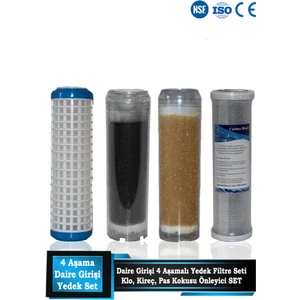 Daire Bina Sayaç Girişi Su Arıtma ve Yumuşatma 4 Aşama Yedek Filtre Seti (Yık-Gac-Rec-Blk)