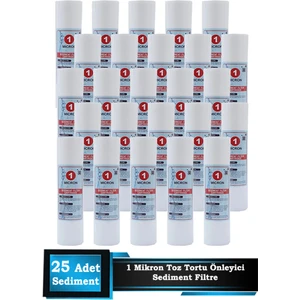 Açık Kasa Su Arıtma Cihazı 10 Inç 1 Mikron Sediment Spun Filtre (25 Adet)