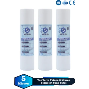 Açık Kasa Su Arıtma Cihazı 10 Inç 5 Mikron Sediment Spun Filtre (Toz,tortu Filtre) (3 Adet)
