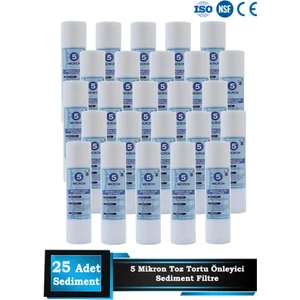 Açık Kasa Su Arıtma Cihazı 10 Inç 5 Mikron Sediment Spun Filtre (25 Adet)