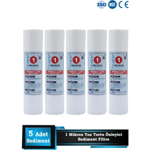 Açık Kasa Su Arıtma Cihazı 10 Inç 1 Mikron Sediment Spun Filtre ( 5 Adet )