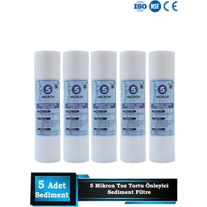 Açık Kasa Su Arıtma Cihazı 10 Inç 5 Mikron Sediment Spun Filtre ( 5 Adet )