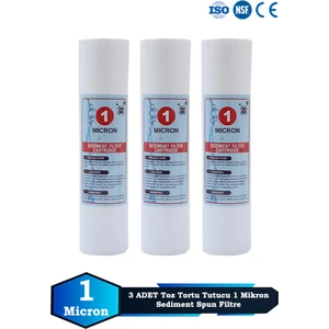 Açık Kasa Su Arıtma Cihazı 10 Inç 1 Mikron Sediment Spun Filtre (Toz,tortu Filtre) (3 Adet)