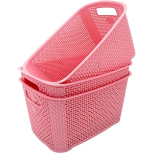 Krm Home 3 Adet Çok Amaçlı Plastik Tutacaklı Organizer Damla Sepet - Dolap Içi ve Banyo Düzenleyici Sepet