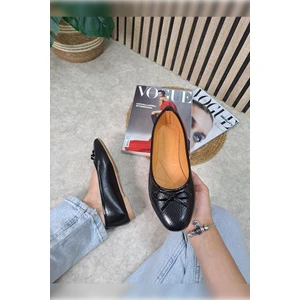 Günlük Kadın Babet Oval Burunlu Fiyonklu Krokodil Rahat Kalıp Tırtıklı Taban Balerin Ayakkabı 112