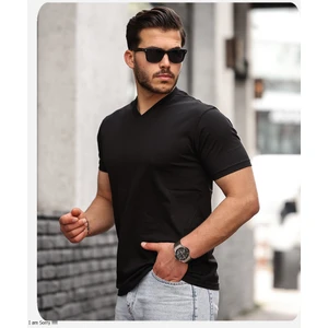 Men's Style Pamukl V Yaka T-shırt