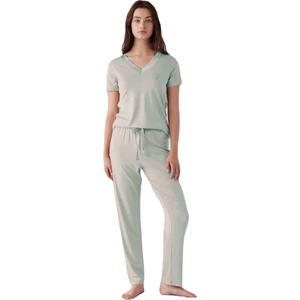 Kadın Yumuşak Dokulu Mint Pijama Takımı