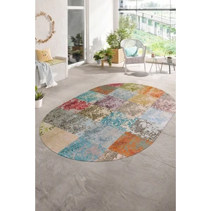 Napoli Home Dijital Kaymaz Yıkanabilir Patchwork Oval Yolluk Mutfak Salon Halısı, N-O-Patchwork-17-Renkli,
