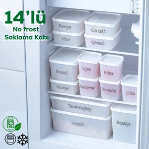 Etiketli 14 Lü Çok Amaçlı -20°c Derin Dondurucu Gıda Erzak Saklama Kabı Seti