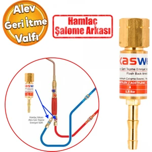 Kasweld Alev Geri Tepme Valfi Oksijen Kaynak 3005 A Gaz Asitelen Tüp Hamlaç Regülatör Lülesi M16 mm