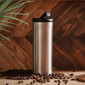 Çift Katman Vakumlu 500ML Gümüş Gri Paslanmaz Çelik Termos Bardak Mug (Çay Kahve Termosu)