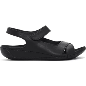 Kadın Siyah Bantlı Comfort Sandalet