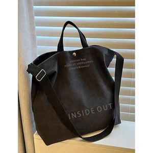 De Plein Inside Out Siyah Kanvas Tote Büyük Kadın Omuz Çantası