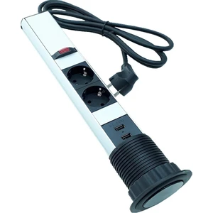 Bas Aç Tezgah Masa Gizli Priz 2 Usb 2 220V Pop Up