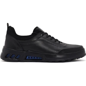 Erkek Siyah Bağcıklı Deri Sneaker 24SFD623418