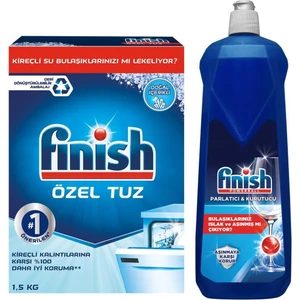 Bulaşık Makinesi Özel Tuz 1.5 kg + Finish Bulaşık Makinesi Parlatıcı 800 ml (2'li Set)