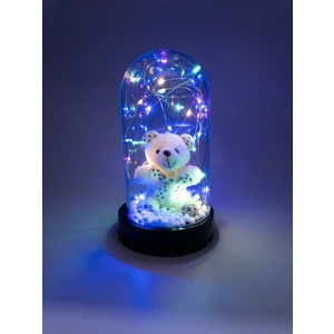 Doğum Günü, Sevgililer Günü Hediyesi ve Arkadaşa Hediye Kahve Ayıcıklı Fanus Lamba Rgb Led Işıklı