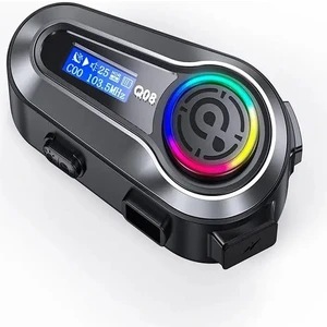 Q008 LCD Ekran Fm Radio Eq Ses Ipx6 Su Geçirmez Rgb Işıklı Bluetooth Motosiklet KASK Kulaklığı Interkom