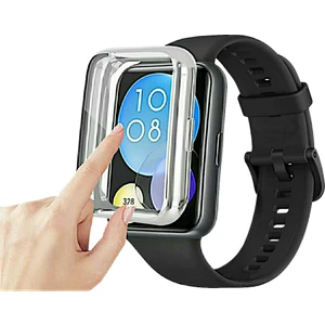 Huawei Watch Fit 2 Uyumlu Silikon Ekran ve Kasa Koruyucu Gümüş
