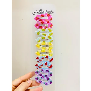 Uras Desing Kore Moda 10 Adet Cıt Cıt Klips Figürlü/meyveli  Set Toka