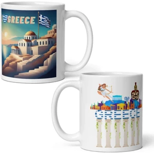 Dünyadan Hediyeler Yunanistan Kupa Bardak 2 Adet Seyahat Hatıra Greece Mug