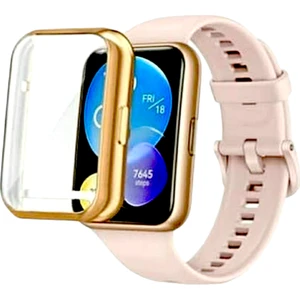 Huawei Watch Fit 2 Uyumlu Silikon Ekran ve Kasa Koruyucu Rose Gold