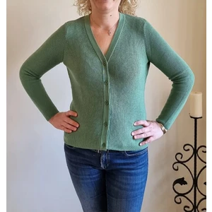 T Guel Kadın Yeşil Pamuk-Viskon Karışımlı Hırka