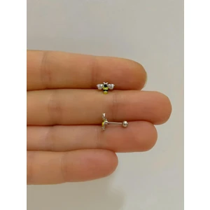 Ares Collection Cerrahi Çelik Arı Tragus Helix Kıkırdak Kulak Memesi Uyumlu Piercing Küpe (1 Adet )