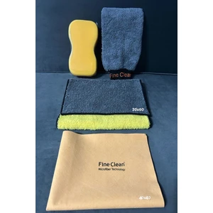 Fine Clean 4 Parça Mikrofiber , Güderi Oto Yıkama Araç Kurulama Araba Temizleme Seti