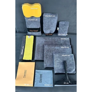 Fine Clean Mikrofiber Oto Yıkama Temizleme Araç Kurulama Bez , Eldiven Sünger Araba Seti (11 Parça)