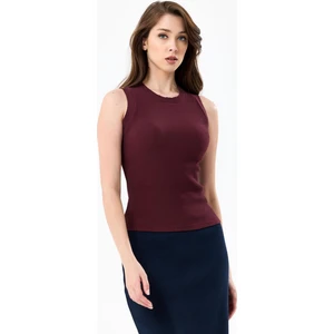 Bordo Bisiklet Yaka Kolsuz %95 Pamuklu Fitilli Kaşkorse Atlet Body