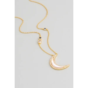 So CHIC Sonsuz Işıltı 18 Ayar Sarı Altın Kaplama 45 cm Gümüş Ay Kolye