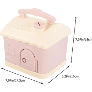 Mete Shoping Sevimli Ev Motifli Anahtarlı Kumbara Pembe