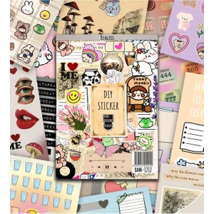 Patladı Gitti Vintage My Dıy Sticker Book 24 x 17 cm 16 Sayfa Özel Tasarım Rengarenk Sticker Kitabı