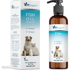Kedi ve Köpekler Için Premium Fish Oil Omega 3 6 Içerikli Destekleyici Balık Yağı 200 ml