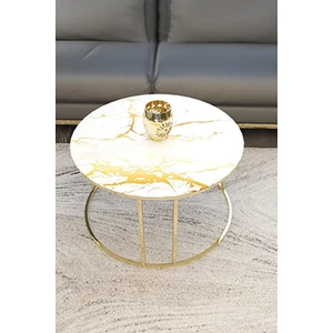 Sedaş Living Units 70 cm Yuvarlak Orta Temperli Cam Gold Ayaklı Orta Sehpa Sedaş-Lıvıng-Unıts-Sehpa-Orta