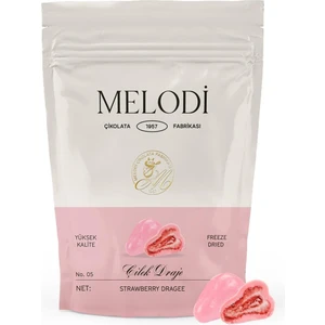 Melodi Çikolata Beyaz Çikolata Kaplı Çilek Draje (Pembe) 80 gr