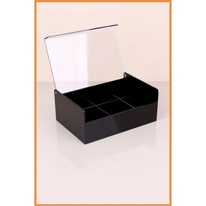 Ezmk Ev Gereçleri Plastik 6 Bölmeli Çay Kutusu - Poşet Çay Kutusu, Bitki Çay Kutusu