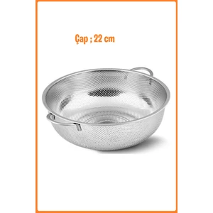 Ezmk Ev Gereçleri Paslanmaz Çelik Makarna Süzgeci 22 Cm, Metal Kulplu Kevgir Süzgeç