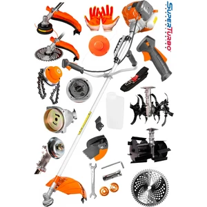 20HPX Superturbo Yan Tip Tırpan Benzinli Çim Biçme Ot Tırpan Canavar Başlıklı + 2 Çapalama Aparatı