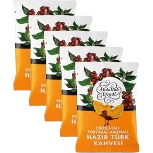 Abdullah Efendi Hazır Türk Kahvesi Aromalı 100 gr 5  Adet Çikolatalı Portakal Aromalı