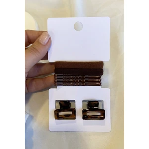 Kahverengi Lastik Toka ve Mandal Toka Set