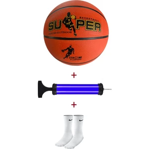 Basketbol Topu 7 Numara Iç Dış Mekan Turuncu Basketbol Topu+Pompa+Çorap